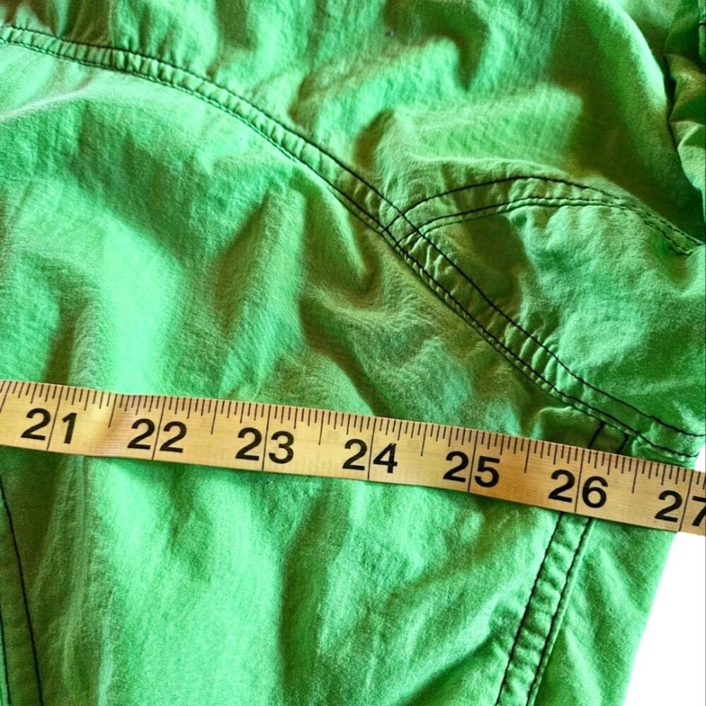 VTG Summer Gear Winbreaker Women M Outdoor Zip Mock Neck Pullover Neon Green - Picture 7 of 8